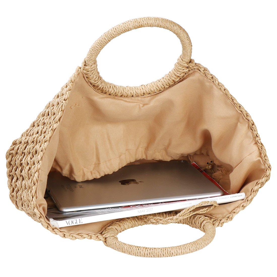 Woven Straw Top-Handle Tote — product information 15