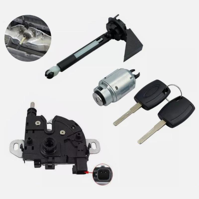 Car Front Bonnet Hood Release Lock Cylinder Assembled Repair Kit Set Latch With 2 Same Keys For Ford Focus C-MAX 3M5116700BC