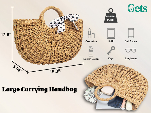 Woven Straw Top-Handle Tote — product information 14