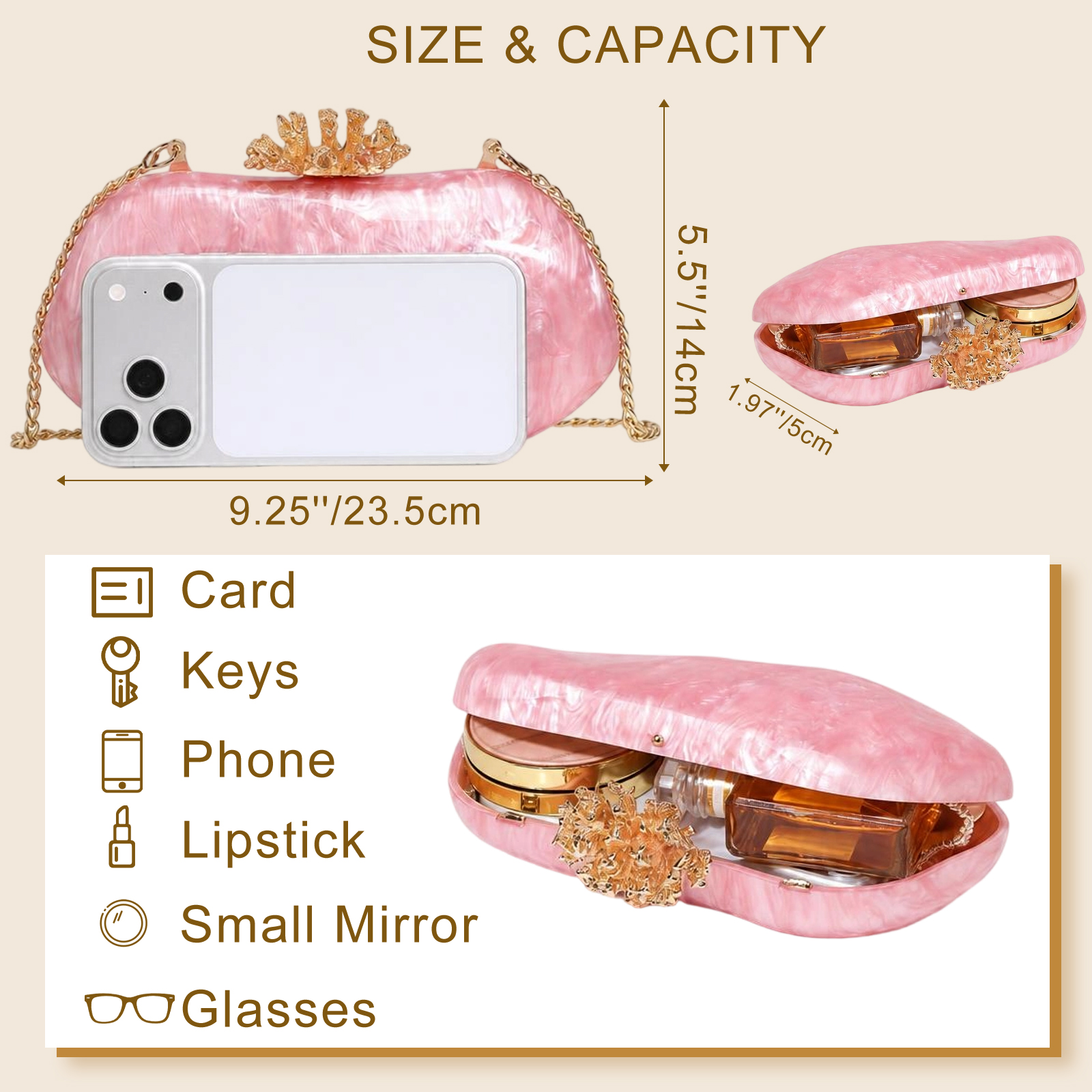 Flower Shell Evening Clutch — product information 16