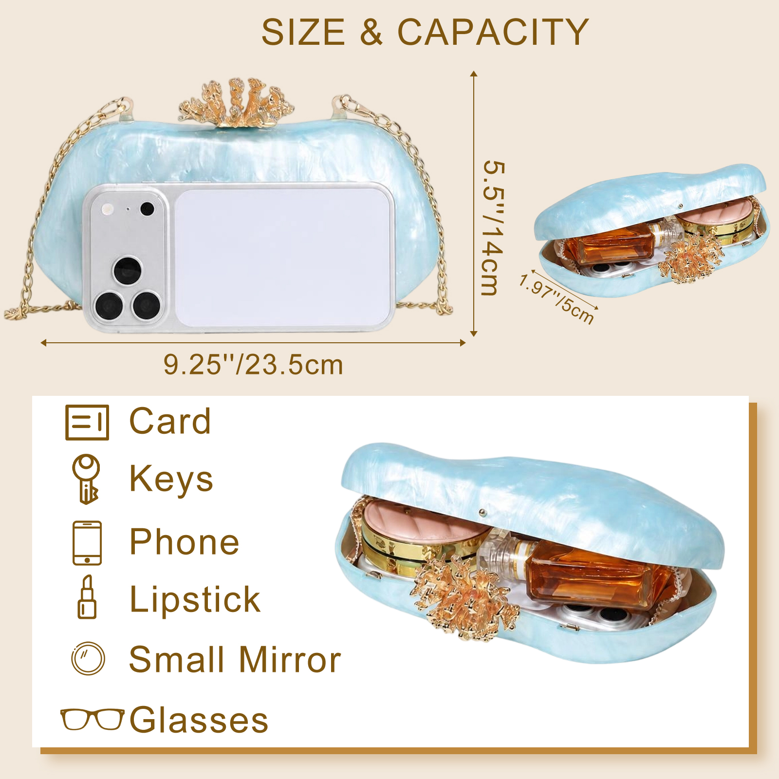 Flower Shell Evening Clutch — product information 19